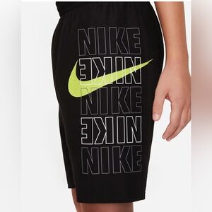 Nike Boy Swim Trunks With Green Block Logo (Size S-8)